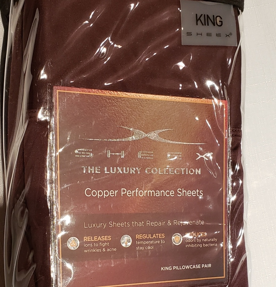 SHEEX New Copper KING Pillowcases Anti-Bacterial Anti-Aging Sleep Rejuvenate NWT - Picture 5 of 6